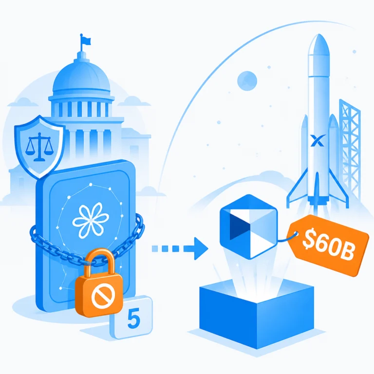 Иллюстрация к новости: Claude Fable 5 отключен регуляторами, SpaceX покупает Cursor за $60 млрд