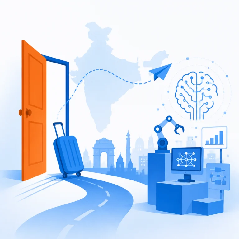 Иллюстрация к новости: Opendoor покидает Индию: как ИИ меняет ландшафт аутсорсинга