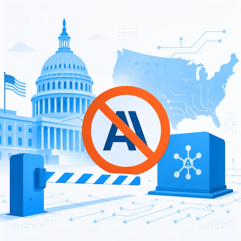 Иллюстрация к новости: Запрет США на модели Anthropic: политическое вмешательство в ИИ