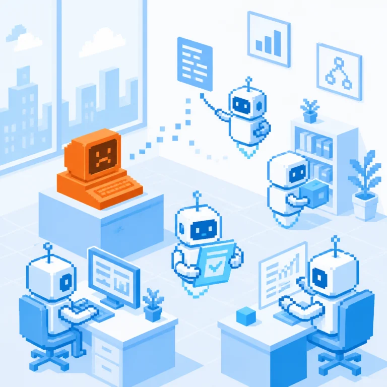 Иллюстрация к новости: Silicon Office: ИИ-агенты в пиксельном офисе заменили скучный терминал